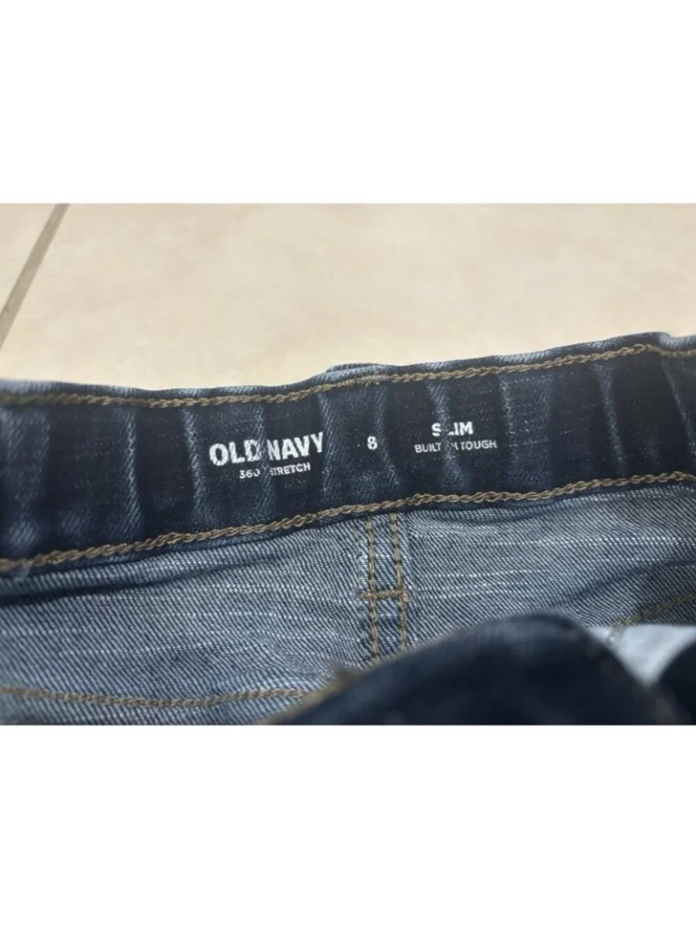 Old Navy Girl's 360 Stretch Slim Built-In Tough Adjustable Waist Blue Jeans Sz 8